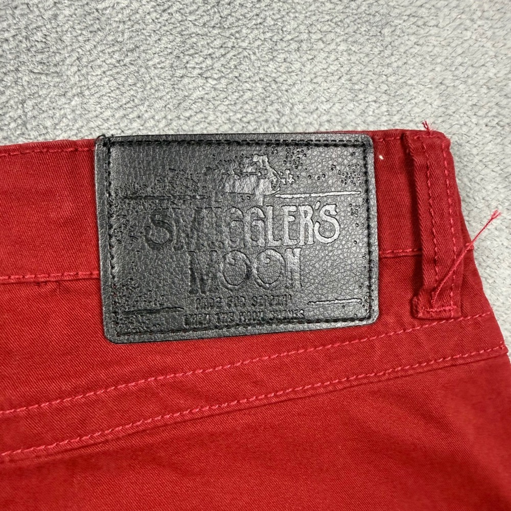 Smugglers Moon Mens Red Cargo Pants Zippers Distressed Utility Slim Fit 34x32 - Picture 9 of 9